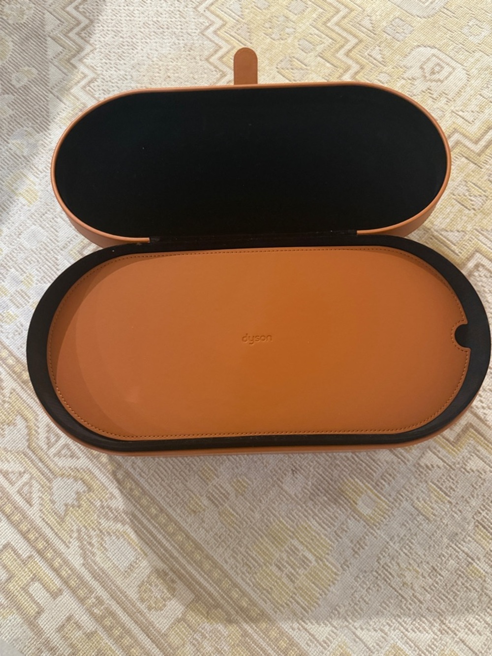Empty Dyson Oval Leather Storage Case for Airwrap in Cognac Brown